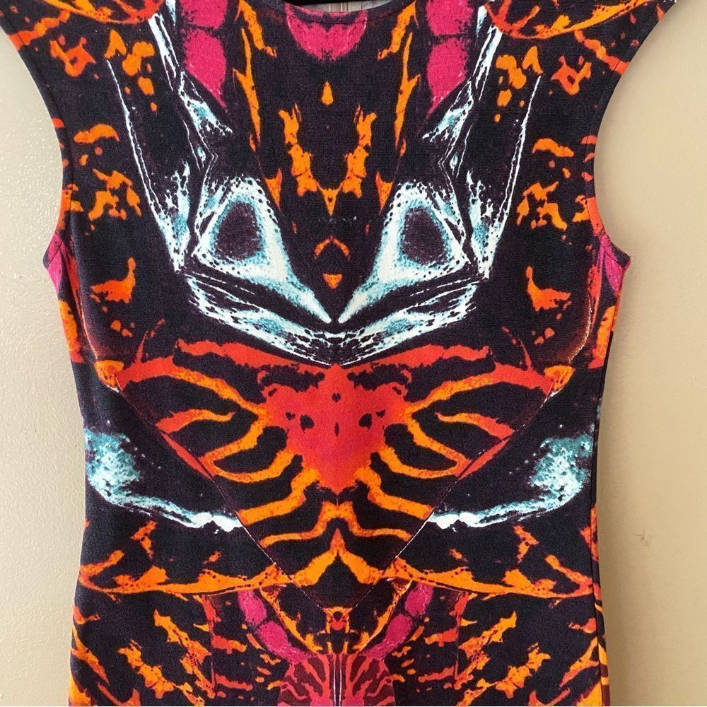 McQ Alexander McQueen Interlock dress kaleidoscope print knit bodycon mini L - Picture 8 of 13